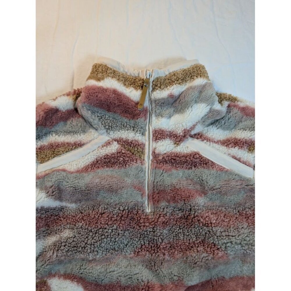 Hooey women's size small super cozy sherpa pull over pink tan white pockets - Picture 5 of 12